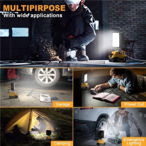 Cordless LED Work Light for Dewalt 18v 20v Battery, 48W 4800Lumens Underhood - Picture 5 of 7